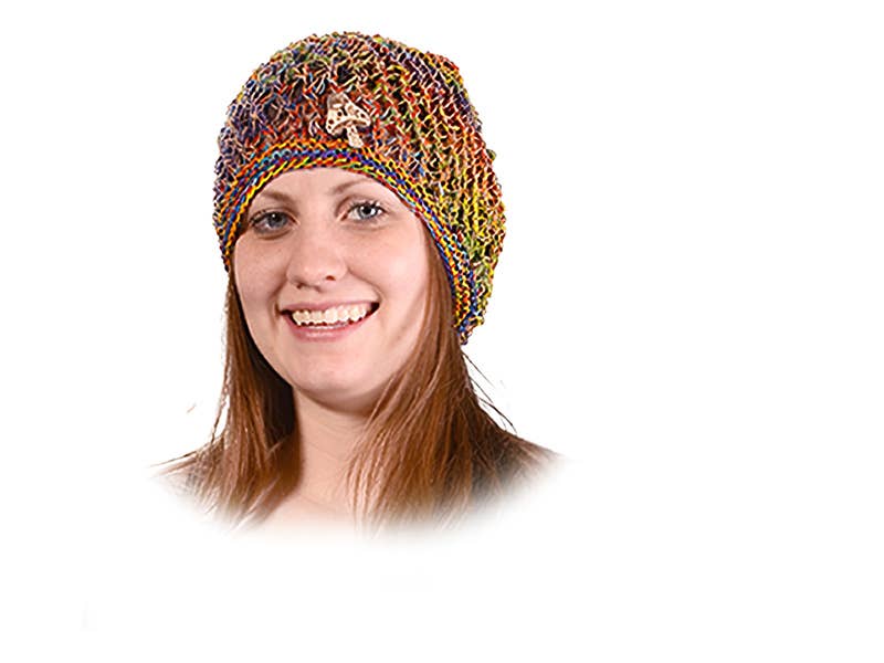 Natural and Colored Hemp Headsock Hat with Bone Mushroom