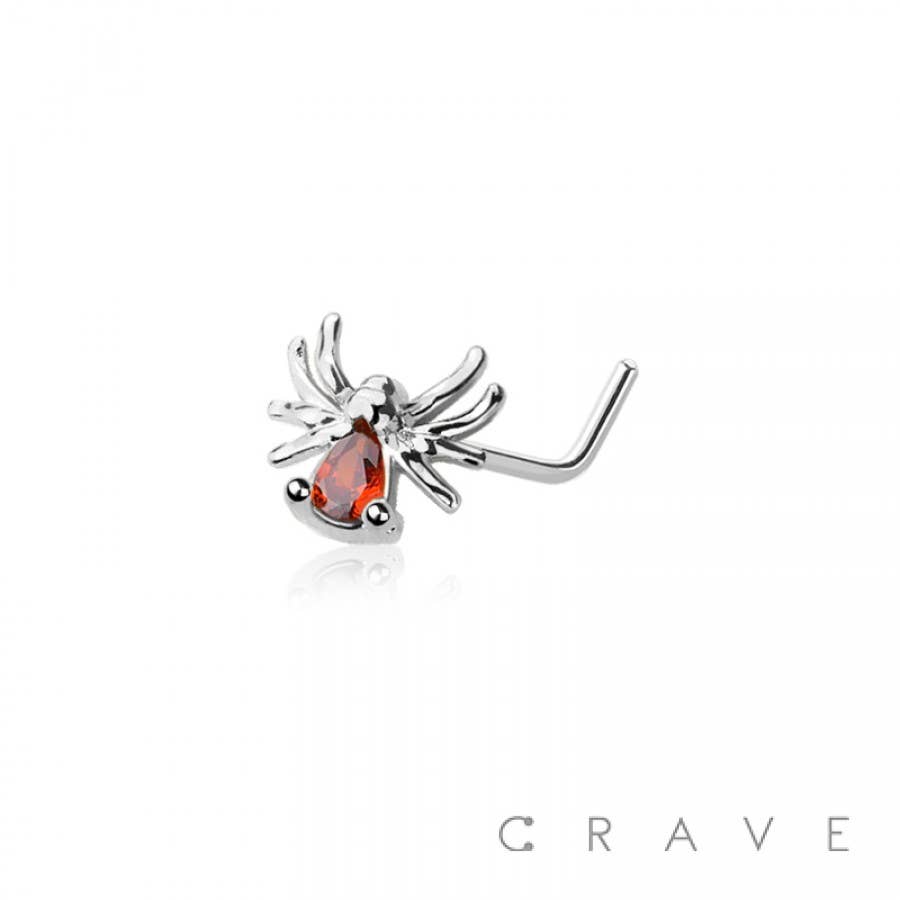 SPIDER 316L SURGICAL STEEL L-SHAPE NOSE STUD