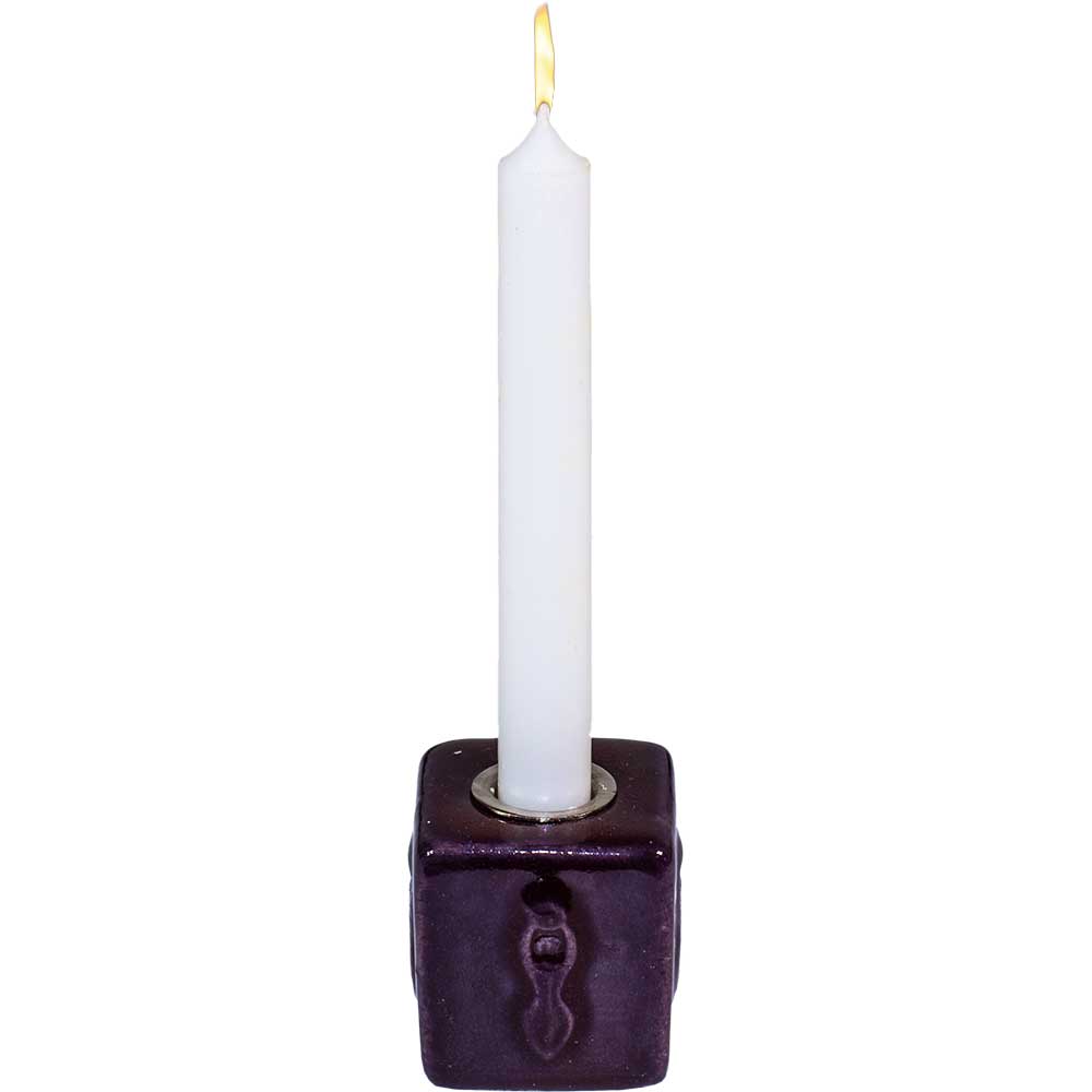 Ceramic Mini Candle Holder Cube - Goddess Purple