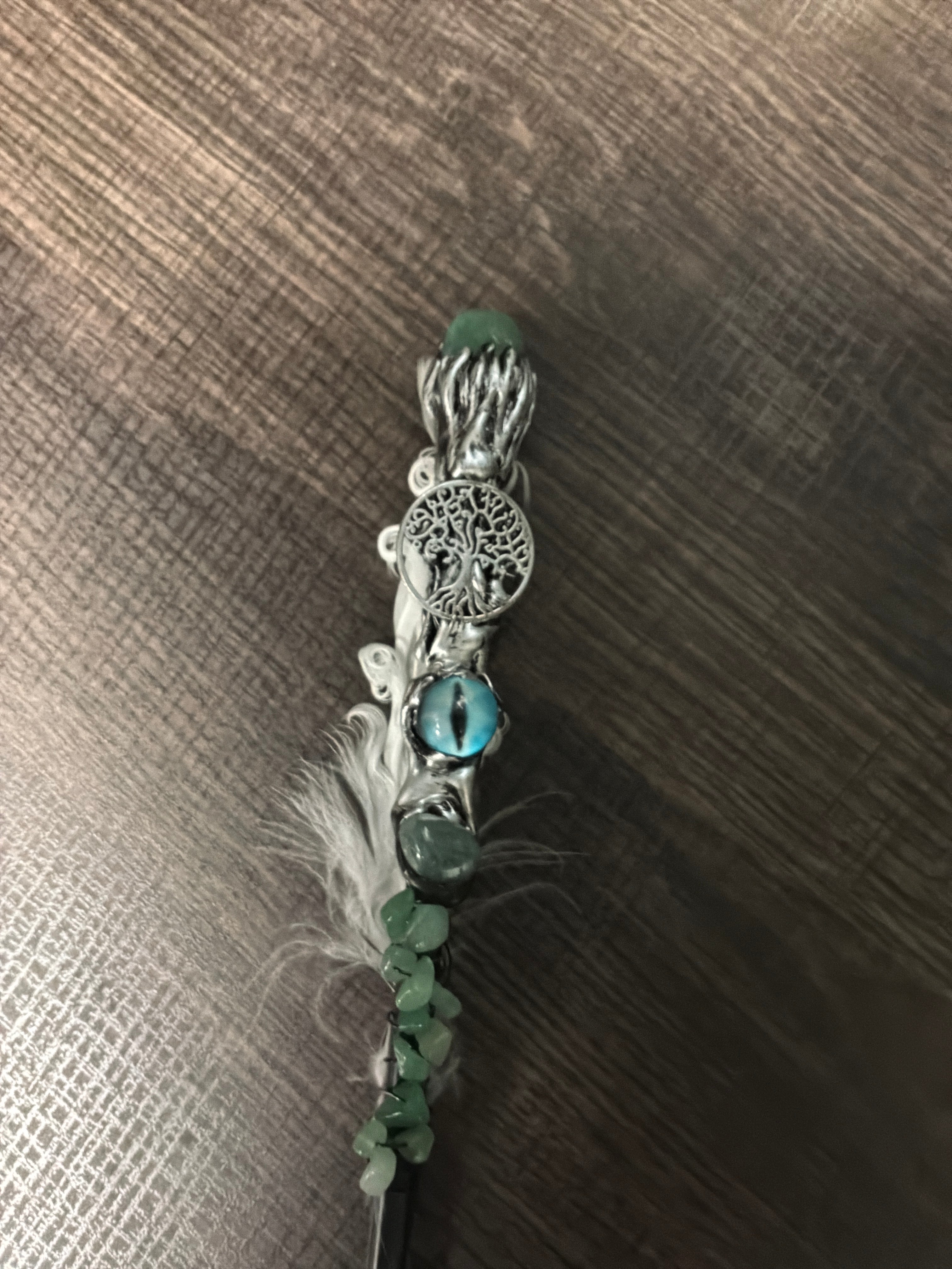 Magic Wand - Green Aventurine Blue Dragon Eye & Tree