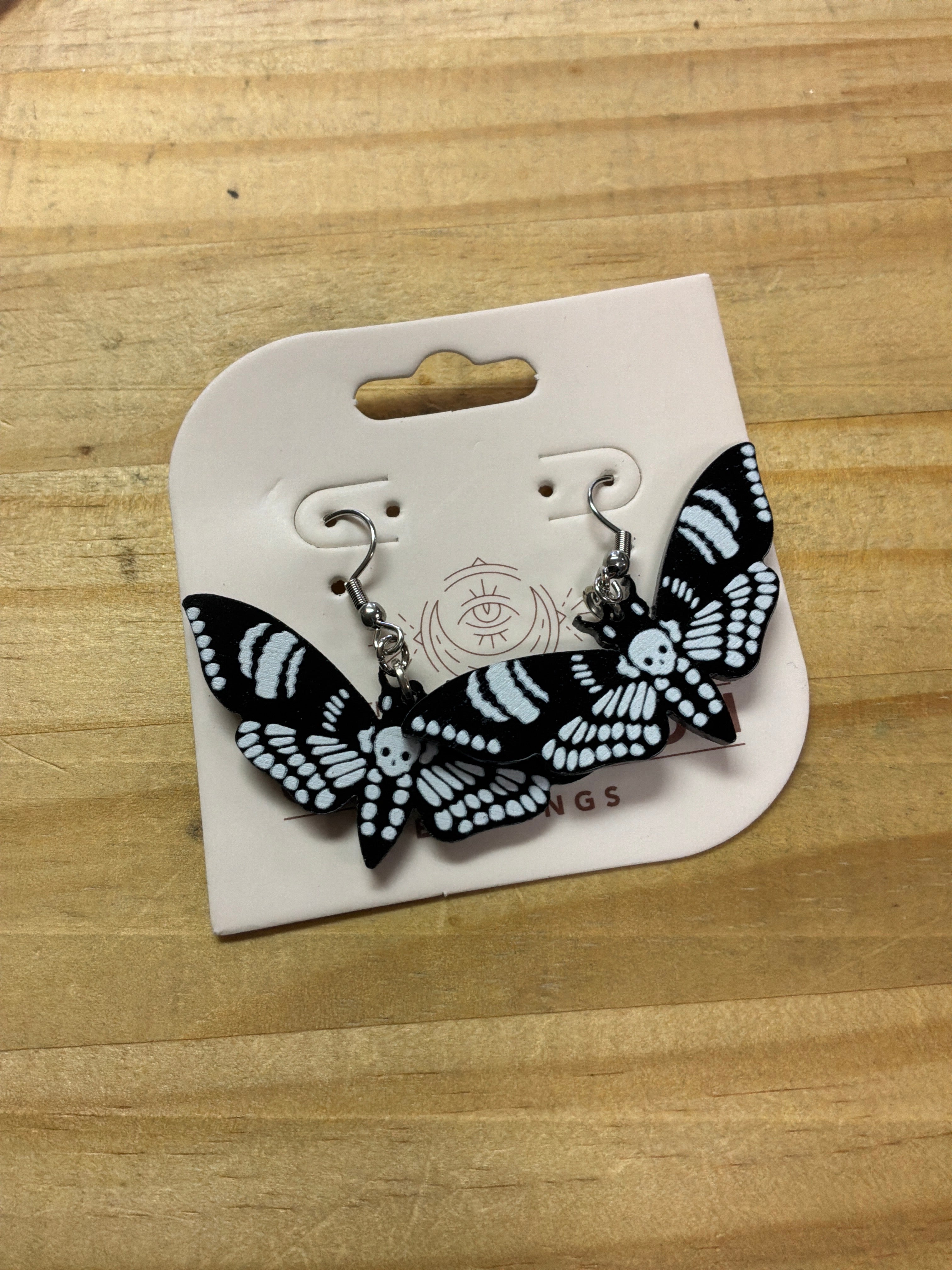 BLACK ACRYLIC MOTH EARRINGS