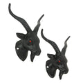 Set of 2 Black Cast Iron Baphomet Decorative Wall Hook Decor
