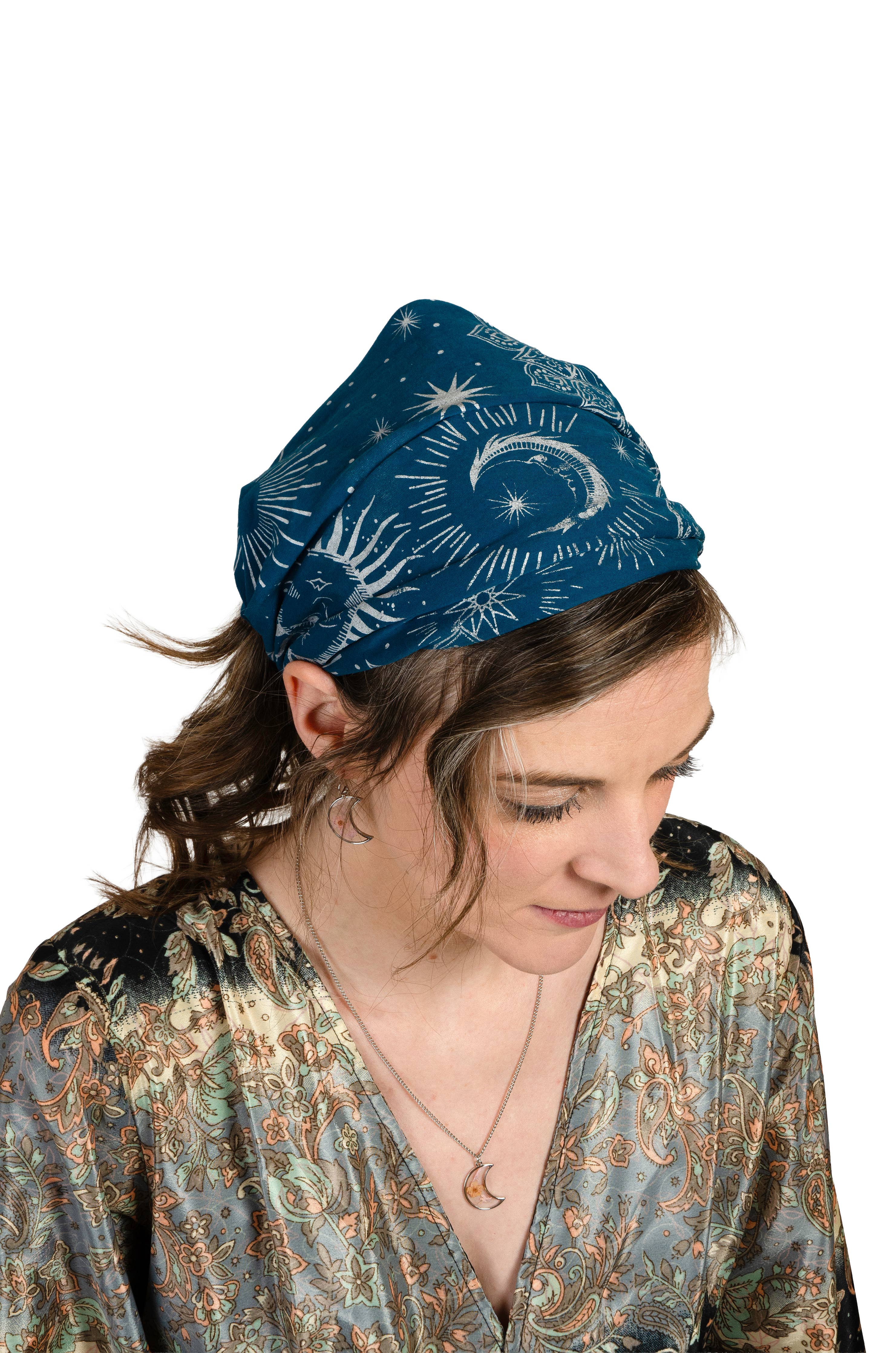 Celestial Star Moon Sun Printed Cotton Kerchief