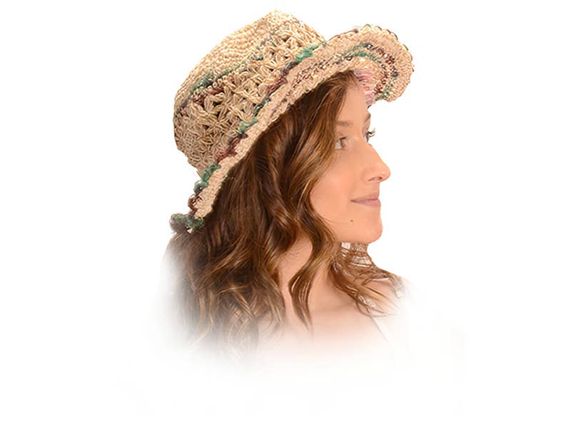 Tropic Traveler Hemp and Cotton Crochet Brim Hat