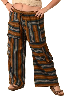 Cotton Striped Aladdin Flare Pants
