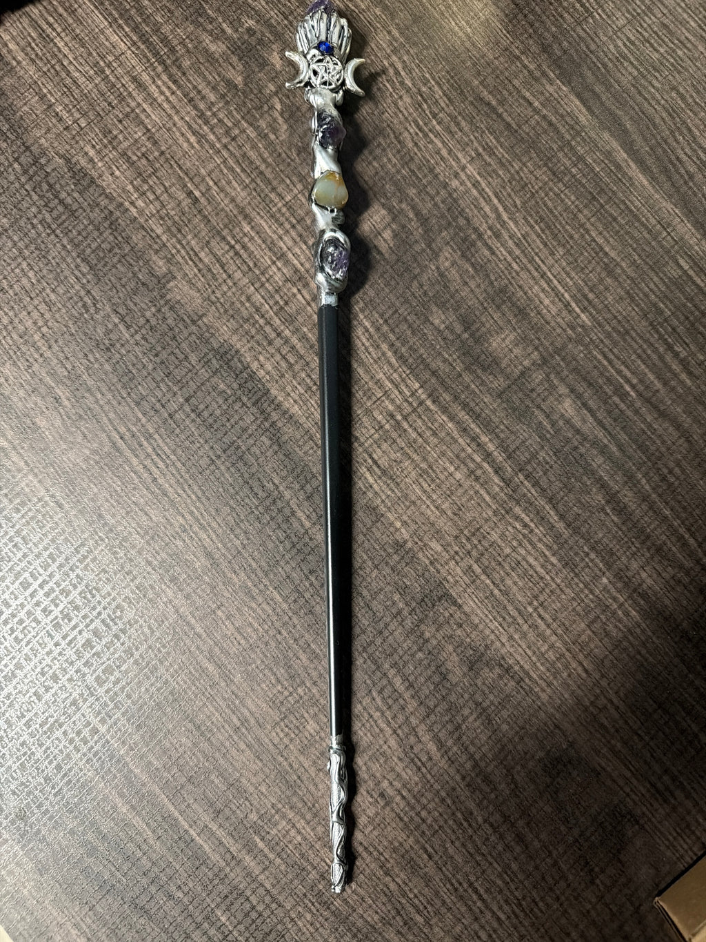 Magick Wand - Silver Triple Moon w/ Amethyst