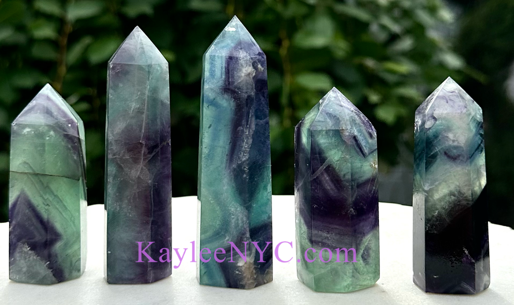 Natural Fluorite Obelisk Tower Point Crystal Healing