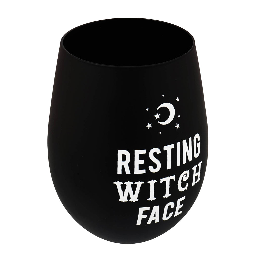Resting Witch Face Stemless Wine Glass