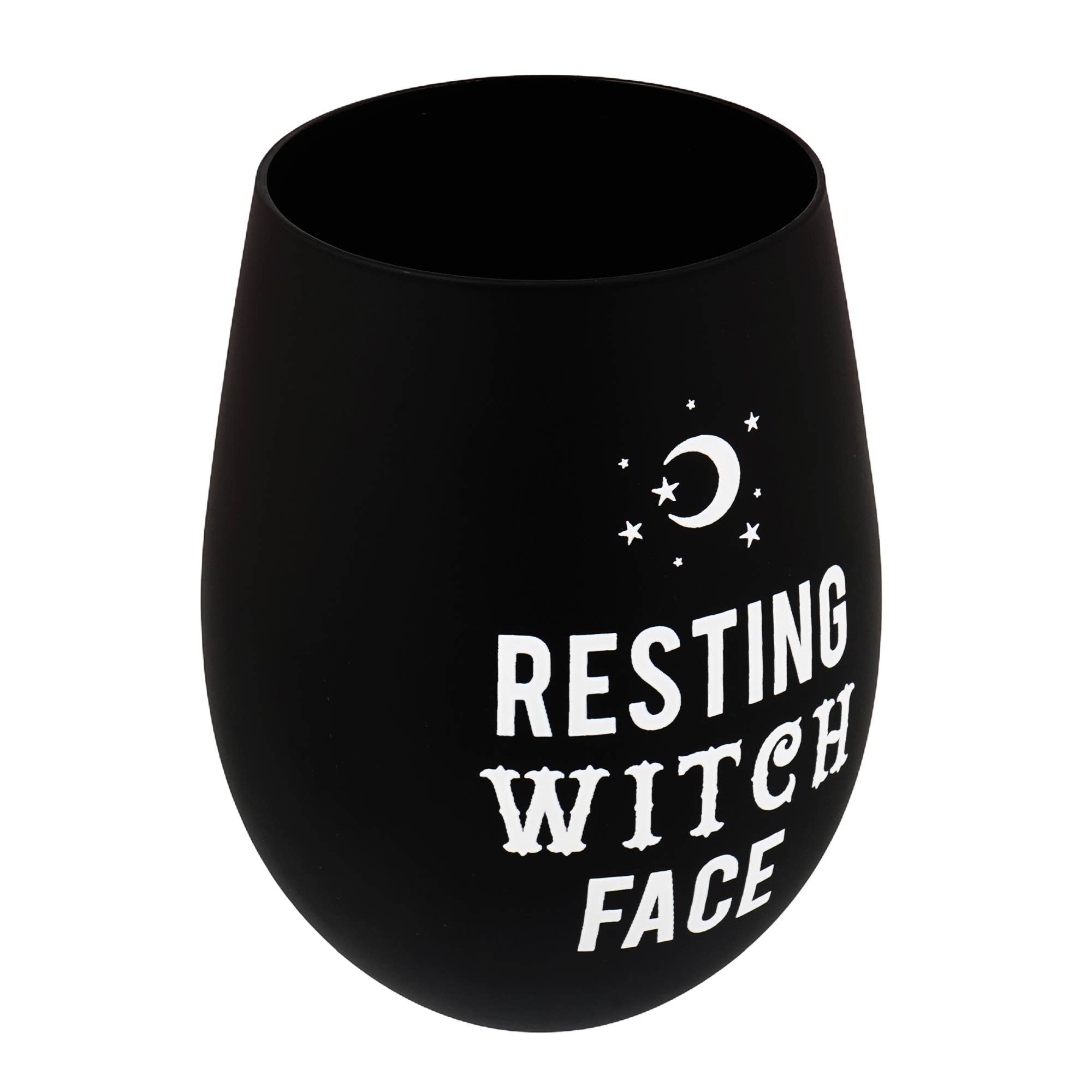 Resting Witch Face Stemless Wine Glass