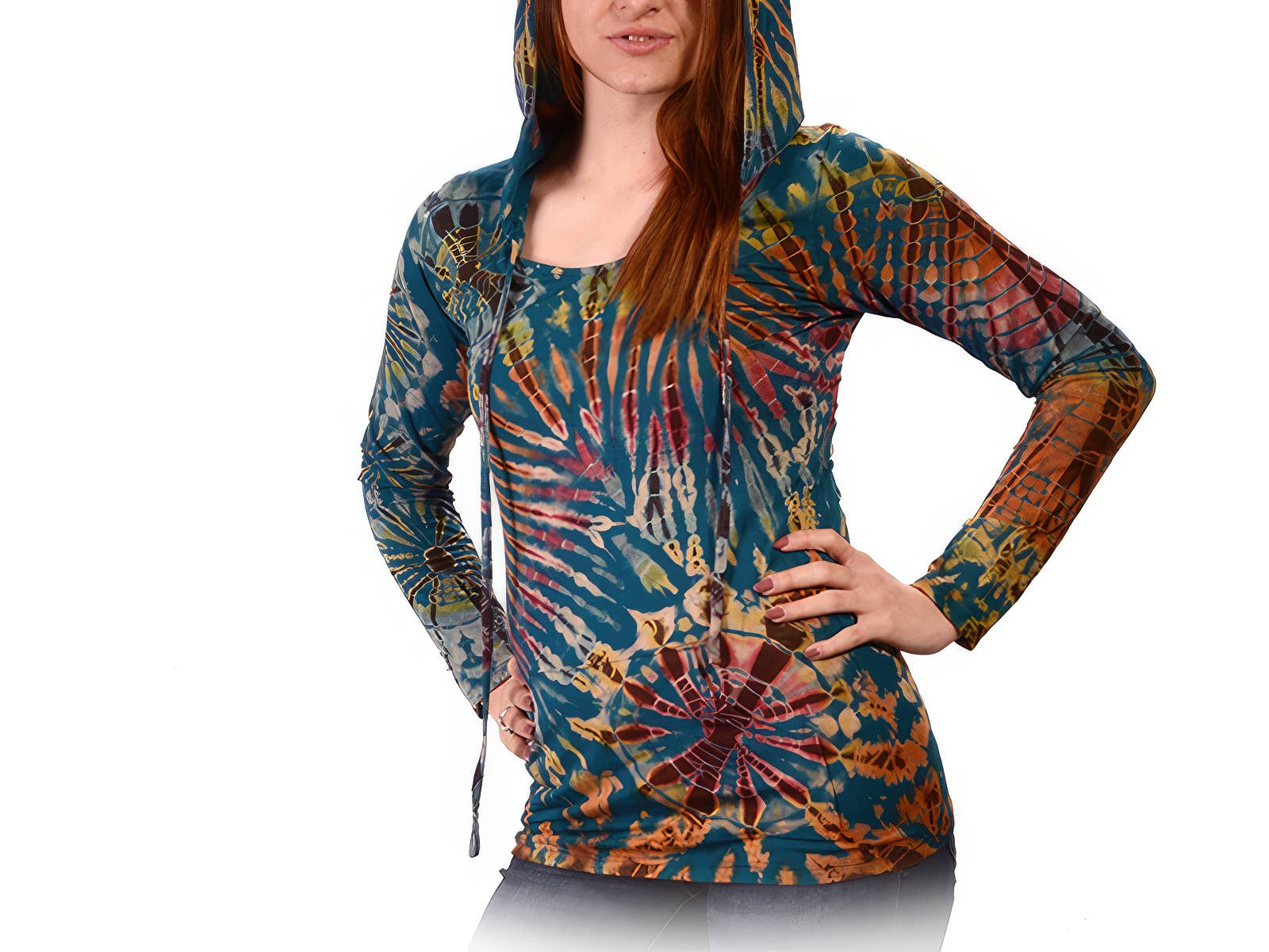 Electric Lady Tye Dye Spandex Blend Pullover Hoodie