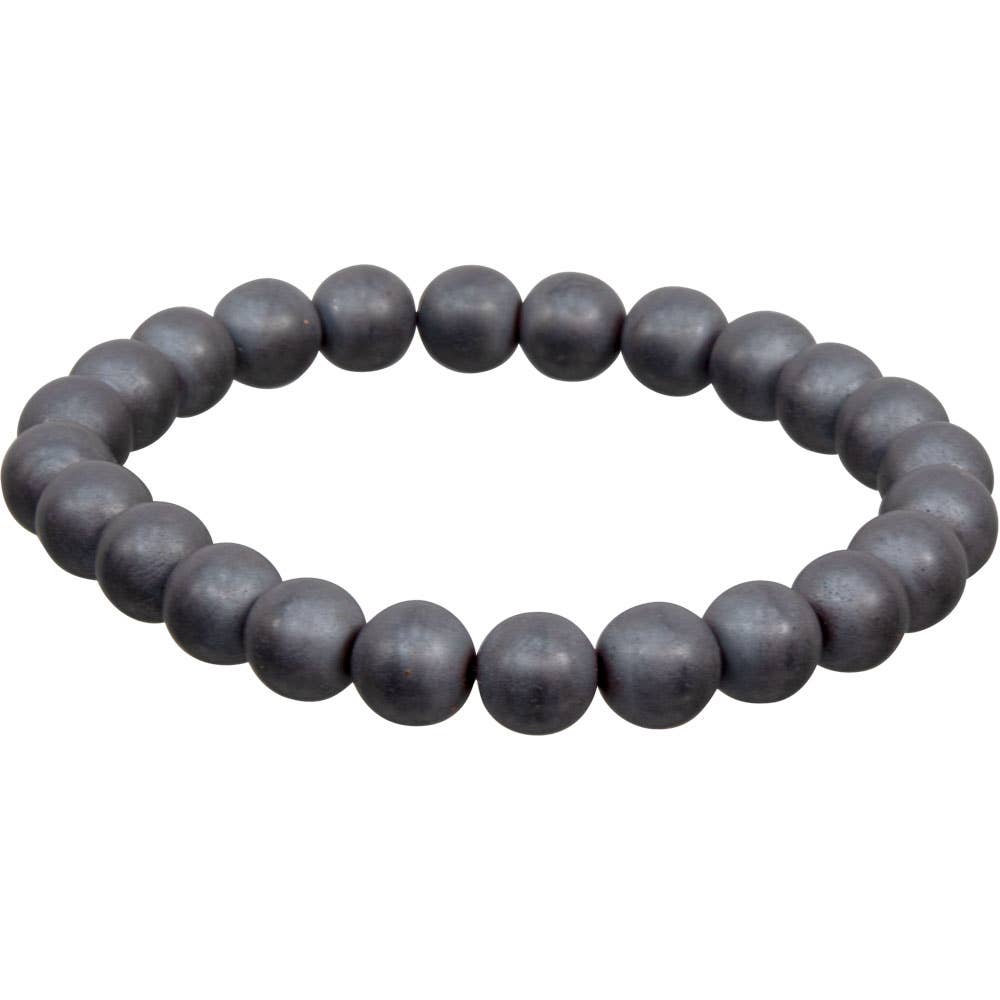 Elastic Bracelet 8mm Round Beads - Matte Hematite (Each)