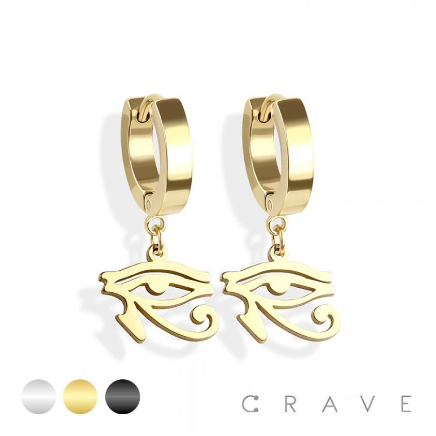 PAIR OF 316L SS EARRINGS WITH EGYPTIAN EYE DANGLE