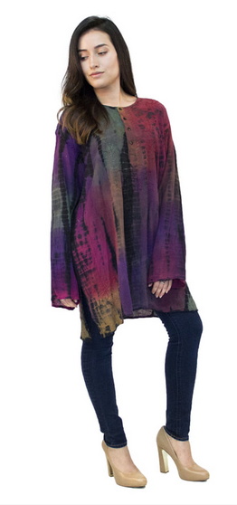 Bright Side of Life Embroidered Crinkle Cotton Tye Dye Kurta