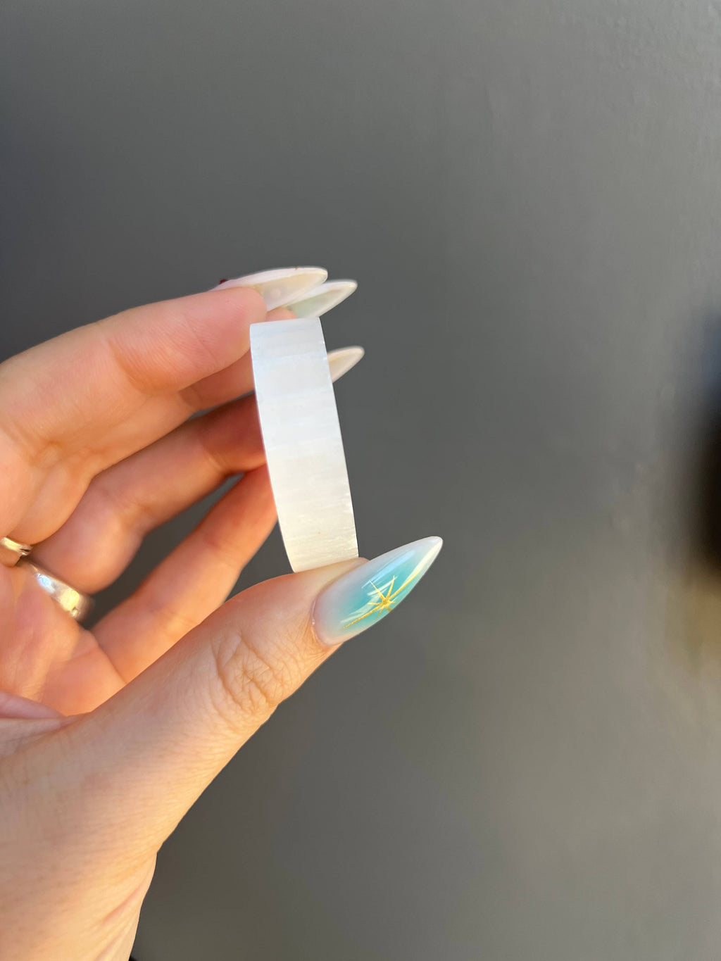 Selenite Etched Fairy Crystal Circle Carving