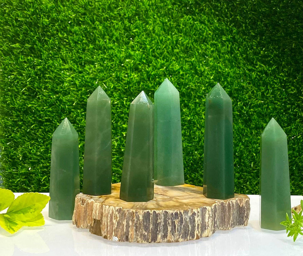Natural Aventurine Obelisk Tower Point Crystal Healing