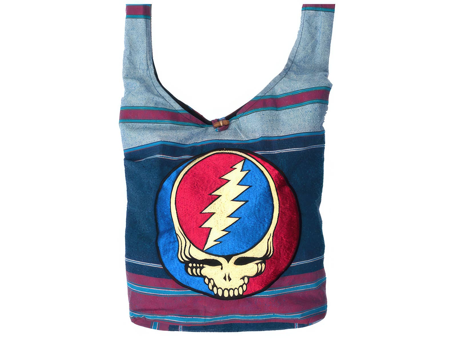 Grateful Dead Steal Your Face Hand Embroidered Peddler Bag