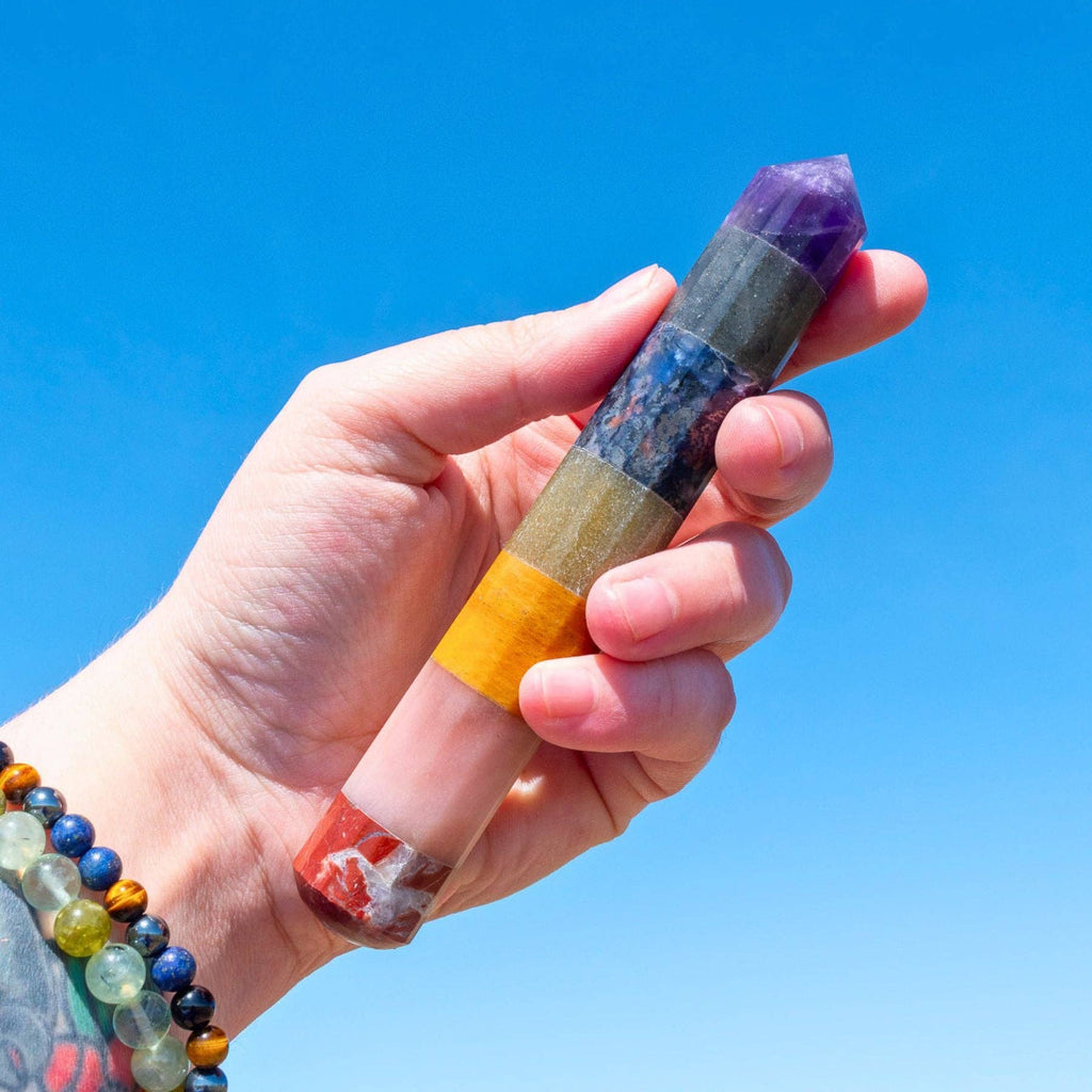 7 Chakra Faceted Wand