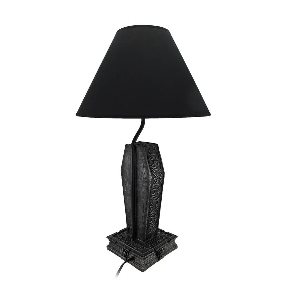 Dark Dawning Vampire in Coffin Black Table Lamp