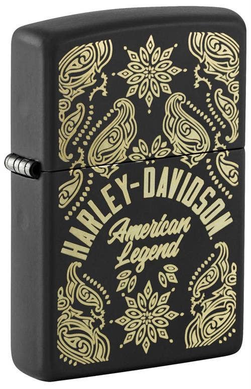 Harley-Davidson Laser Black Matte Zippo Lighter