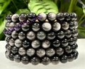 Natural Silver Sheen Obsidian 8mm 7.5”