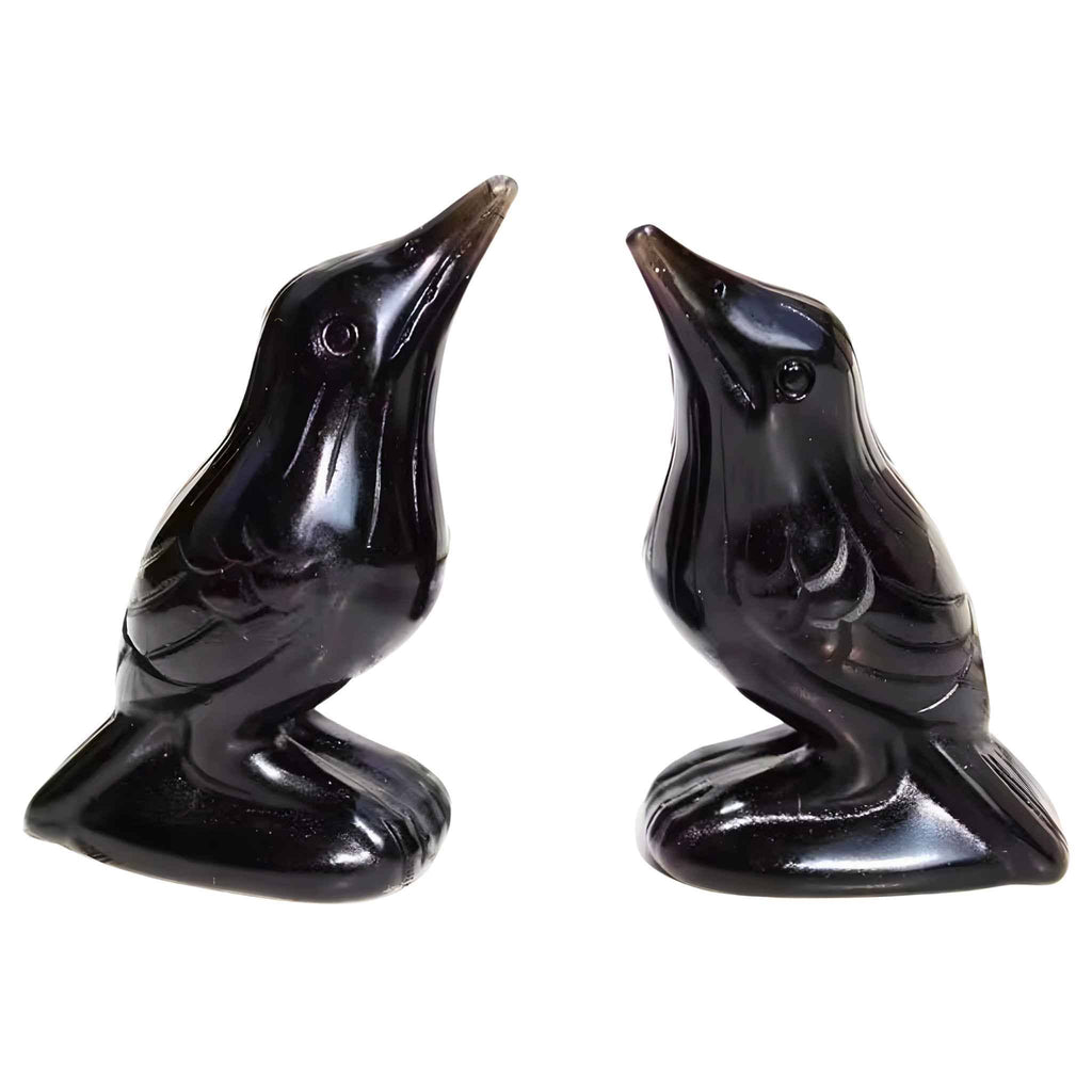 Hand Carved Obsidian Crow.