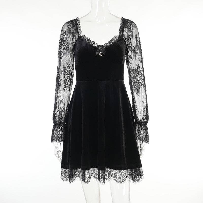 Dark Hip-Hop Lace Dress Elegant Fit
