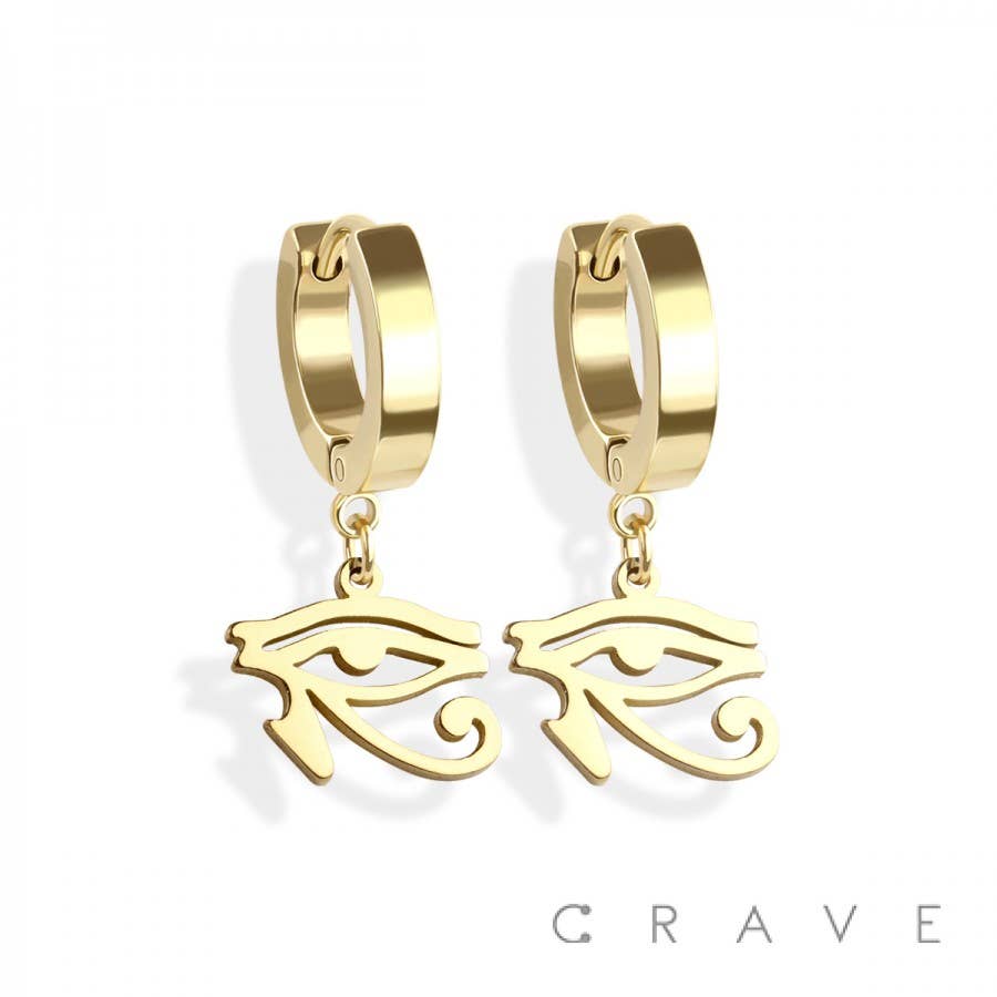 PAIR OF 316L SS EARRINGS WITH EGYPTIAN EYE DANGLE
