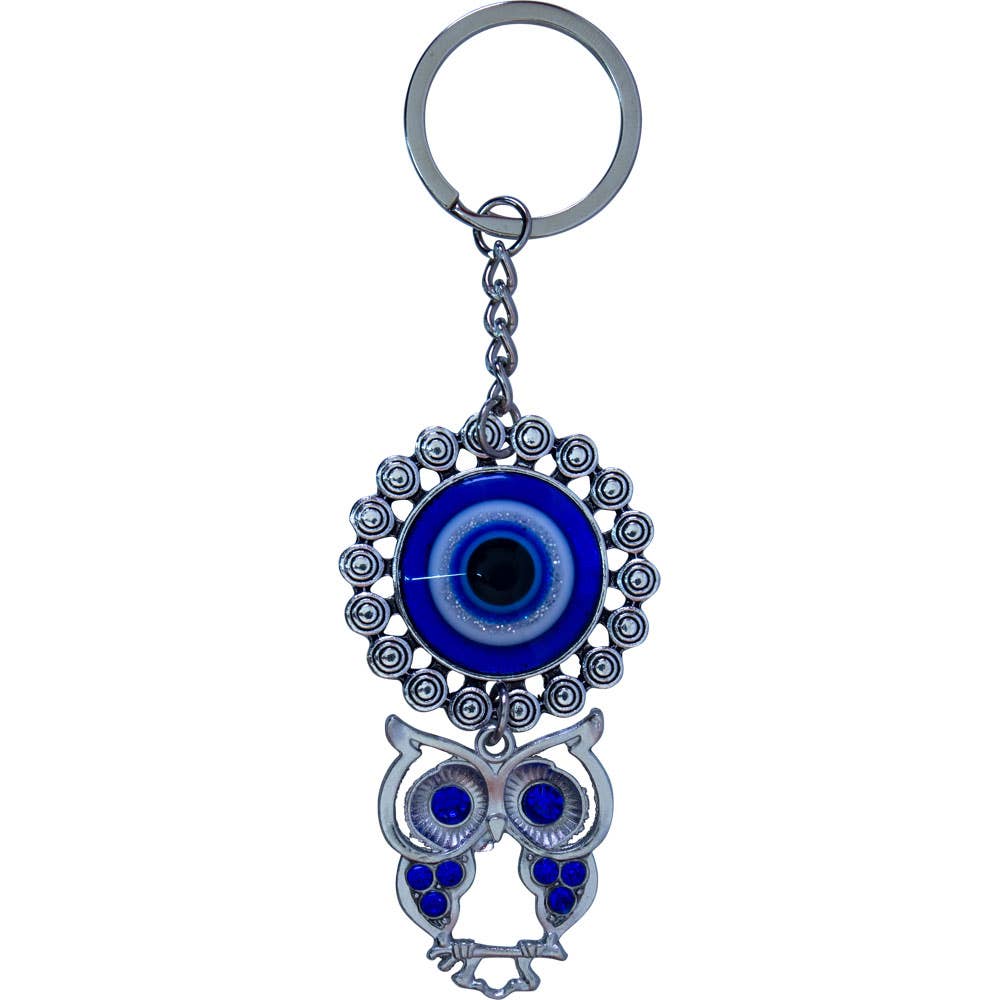 Evil Eye Talisman Key Ring - Adorned Eye w/ Owl
