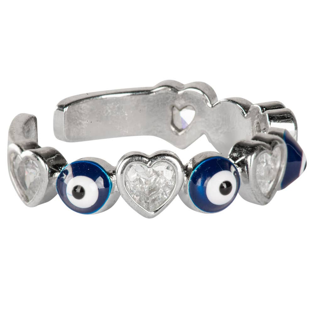 EVIL EYE HEART ADJUSTABLE RING