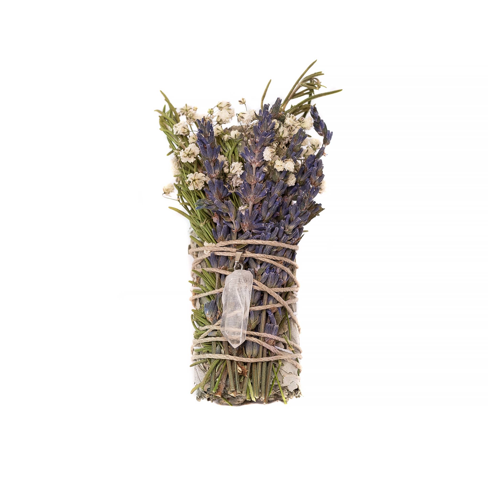 Floral Sage Clear Quartz Pendant Spiritual Cleansing Bundle