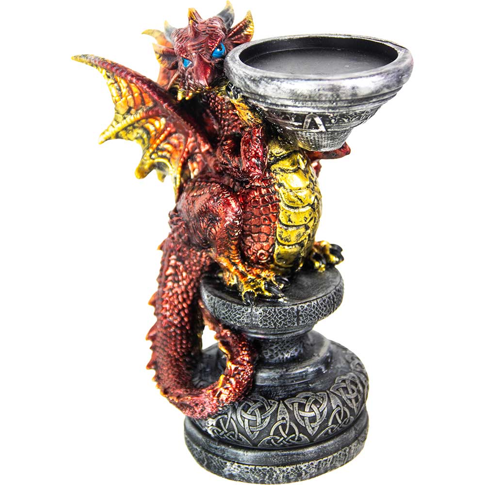 Polyresin T-Light Holder Dragon - Red (Each)