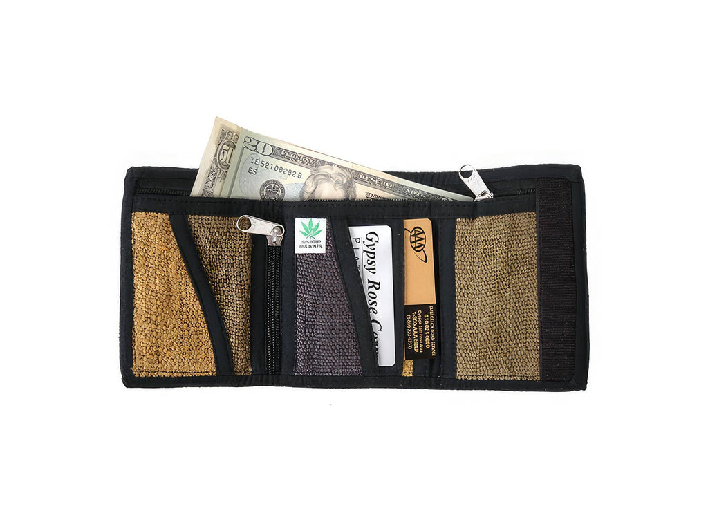 VEGETABLE DYE HEMP TRIFOLD WALLET