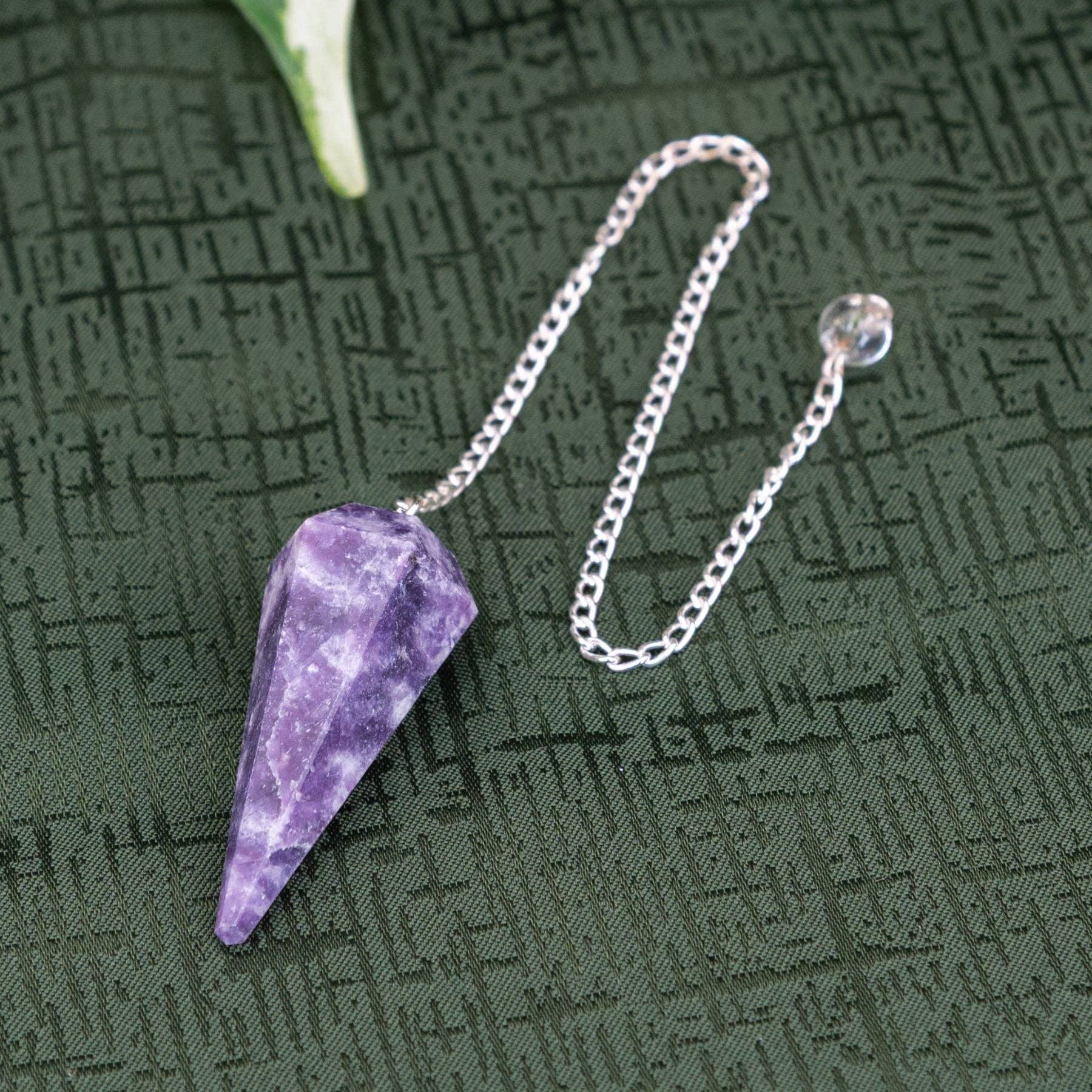 Lepidolite Faceted Pendulum.