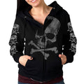 Hot Leathers X Bones Gray Ladies Black Zipper Hoodie GLZ4572