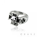 SS IRON CROSS SKULL RING