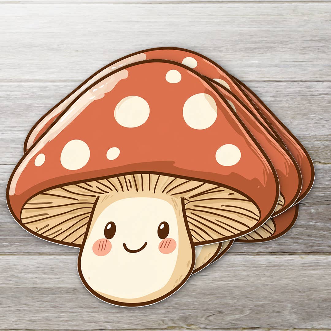 Happy Orange Mushroom Sticker