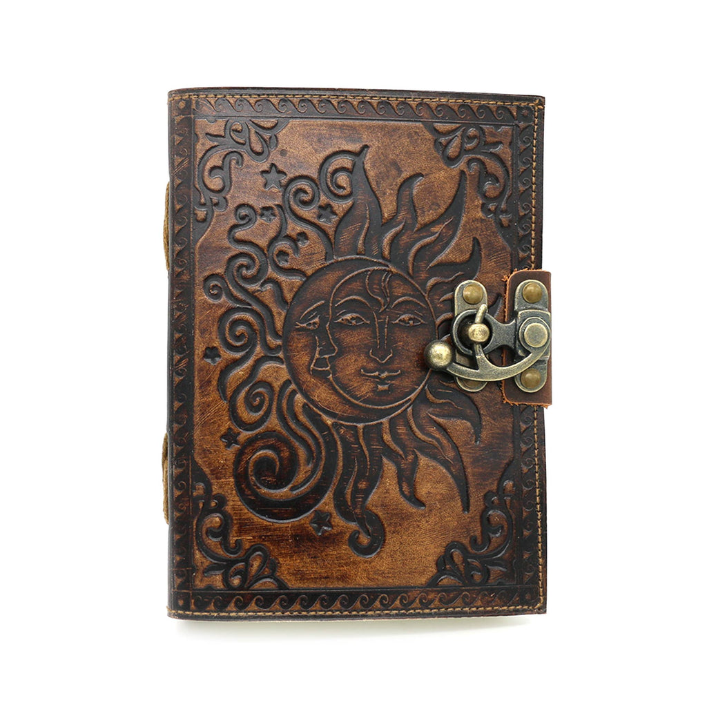 Embossed Celestial Blank Leather Journal (5 x 7 in.)