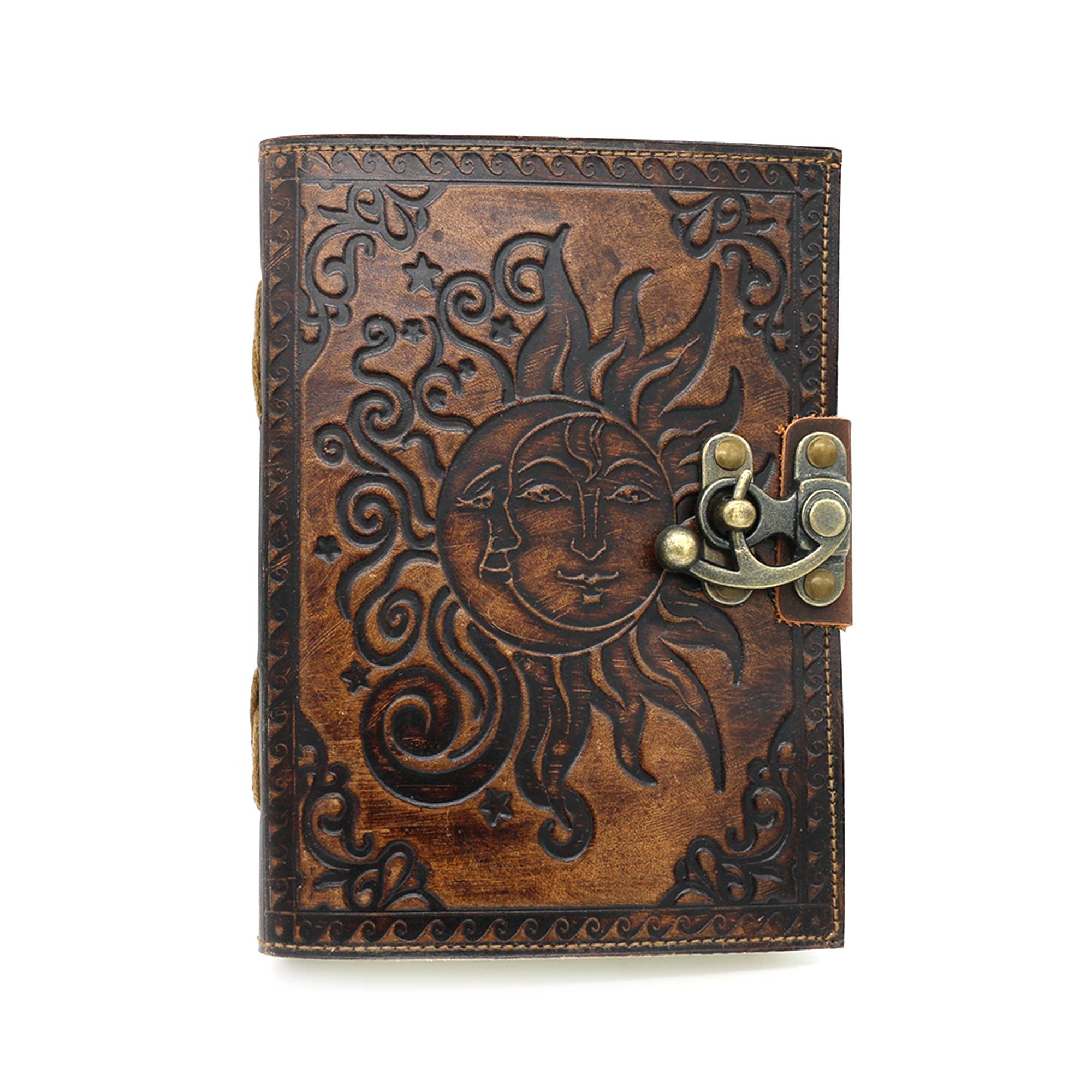 Embossed Celestial Blank Leather Journal (5 x 7 in.)