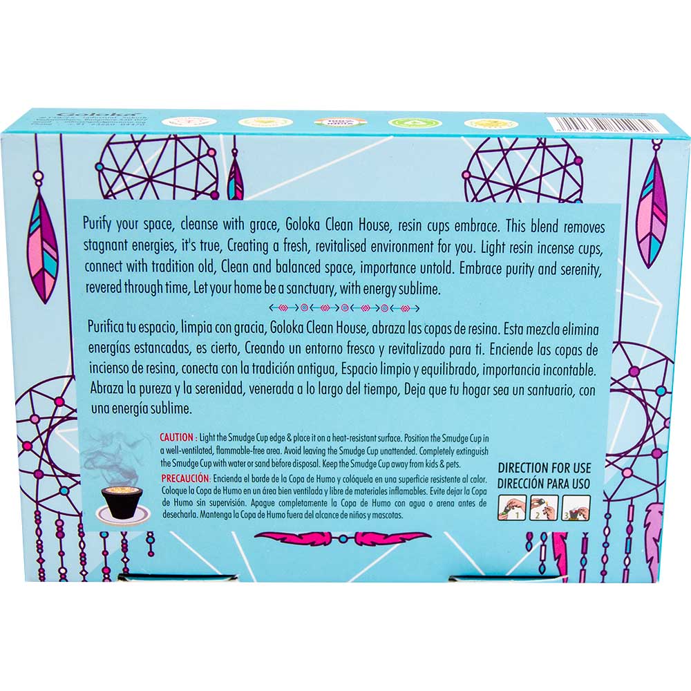 Goloka Sacred Smudges Resin Cups -Cleaning House (Pack of 6)