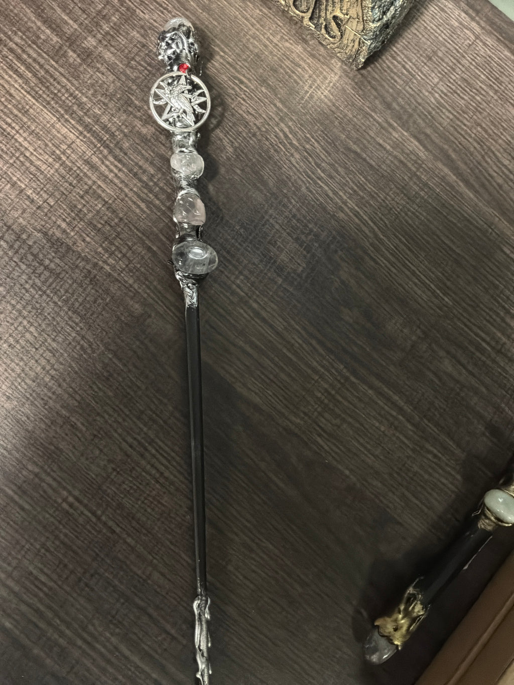 Magick Wand - Silver Raven w/ Rose Quartz
