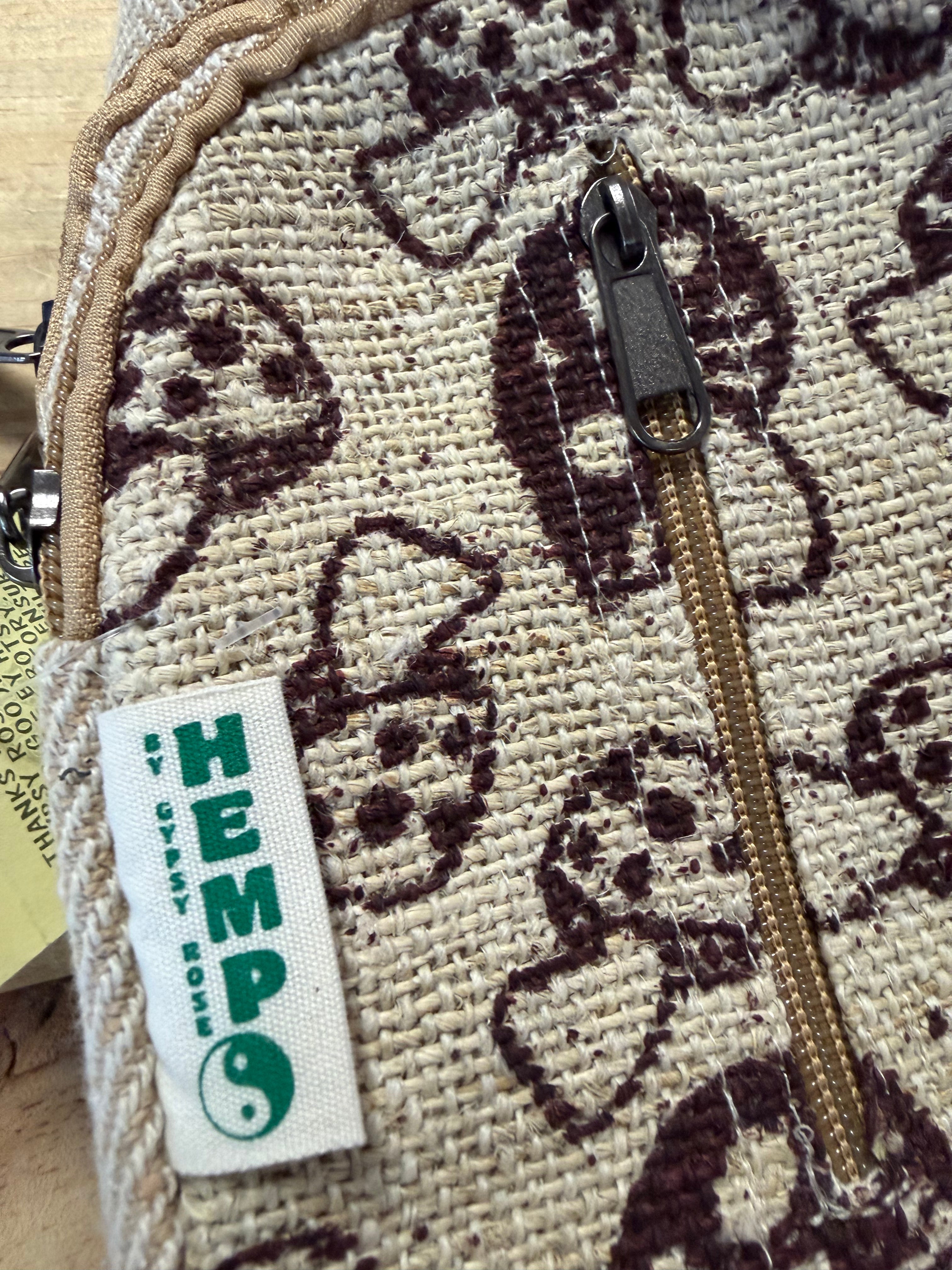 Mushroom Print Hemp Mini Sling Bag