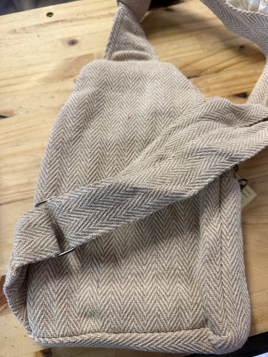 Mushroom Print Hemp Mini Sling Bag