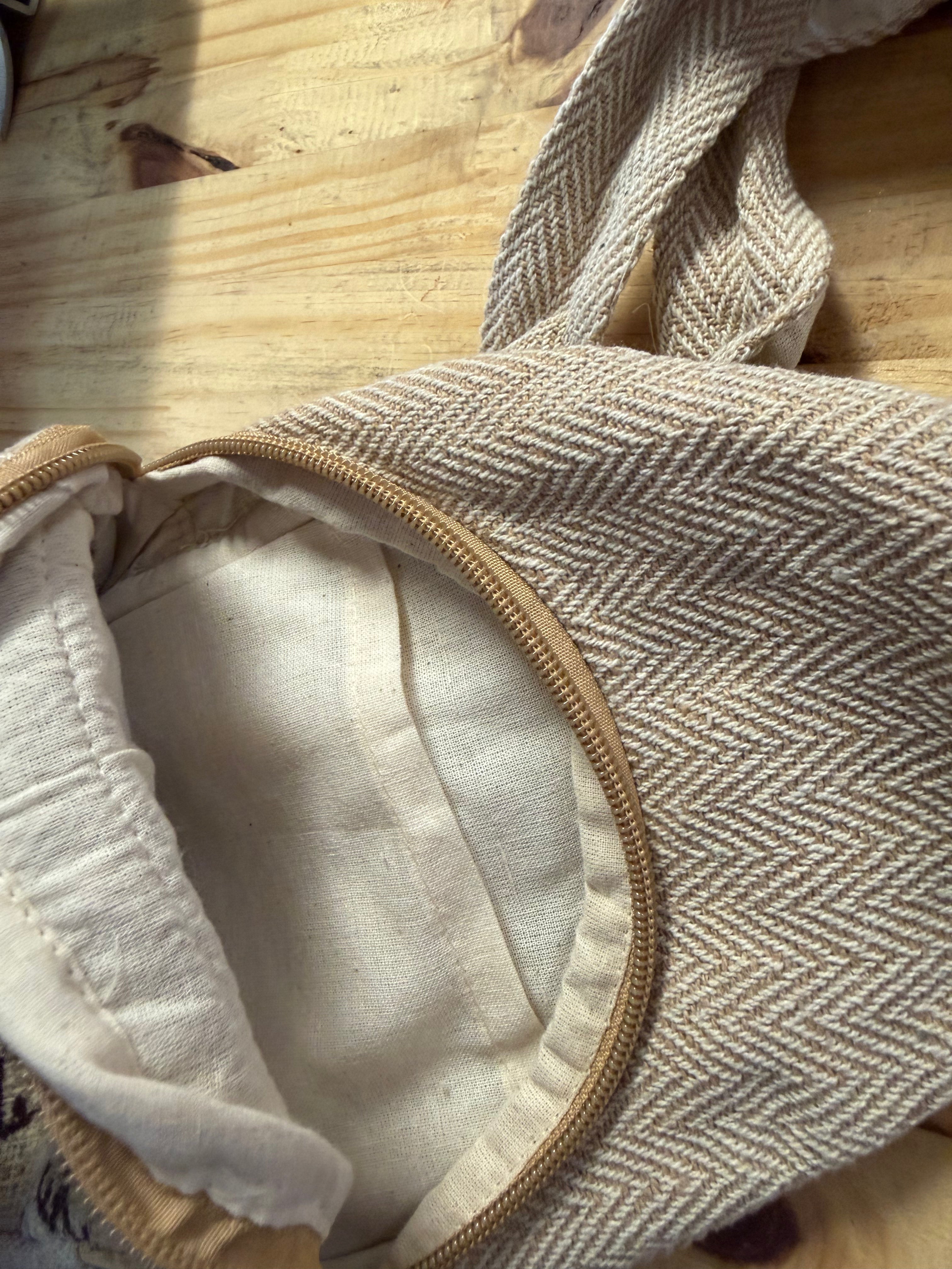 Mushroom Print Hemp Mini Sling Bag
