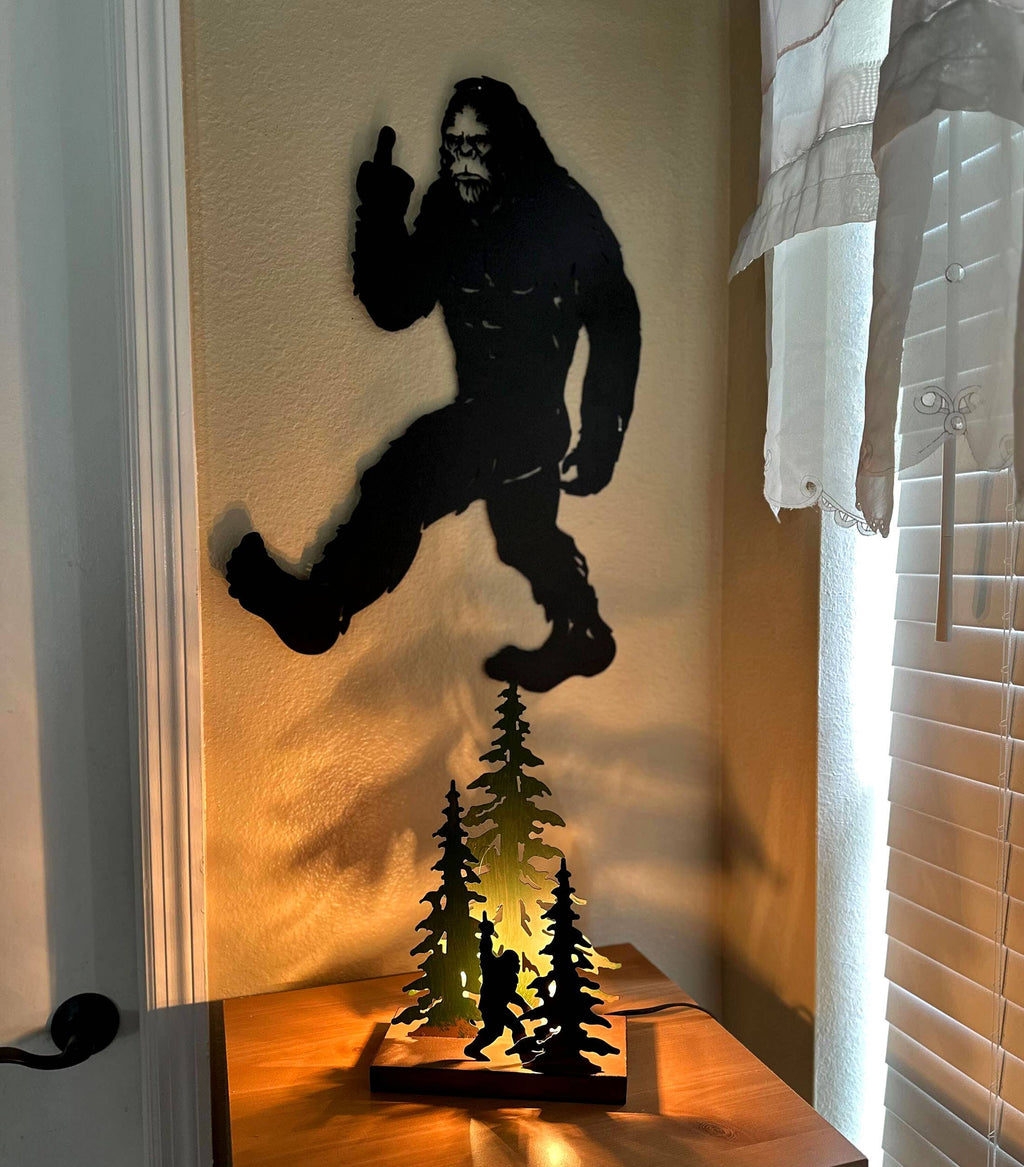 Black Metal Laser Cut Bigfoot Flipping The Bird Wall Art
