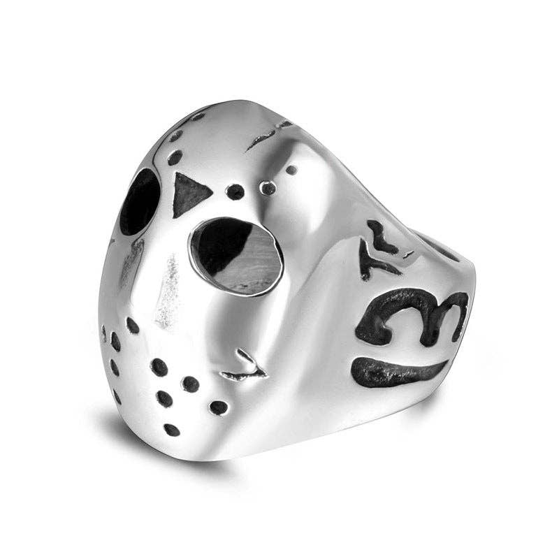 Punk Skull Titanium Steel Ring Men's Unisex Adjustable Ring