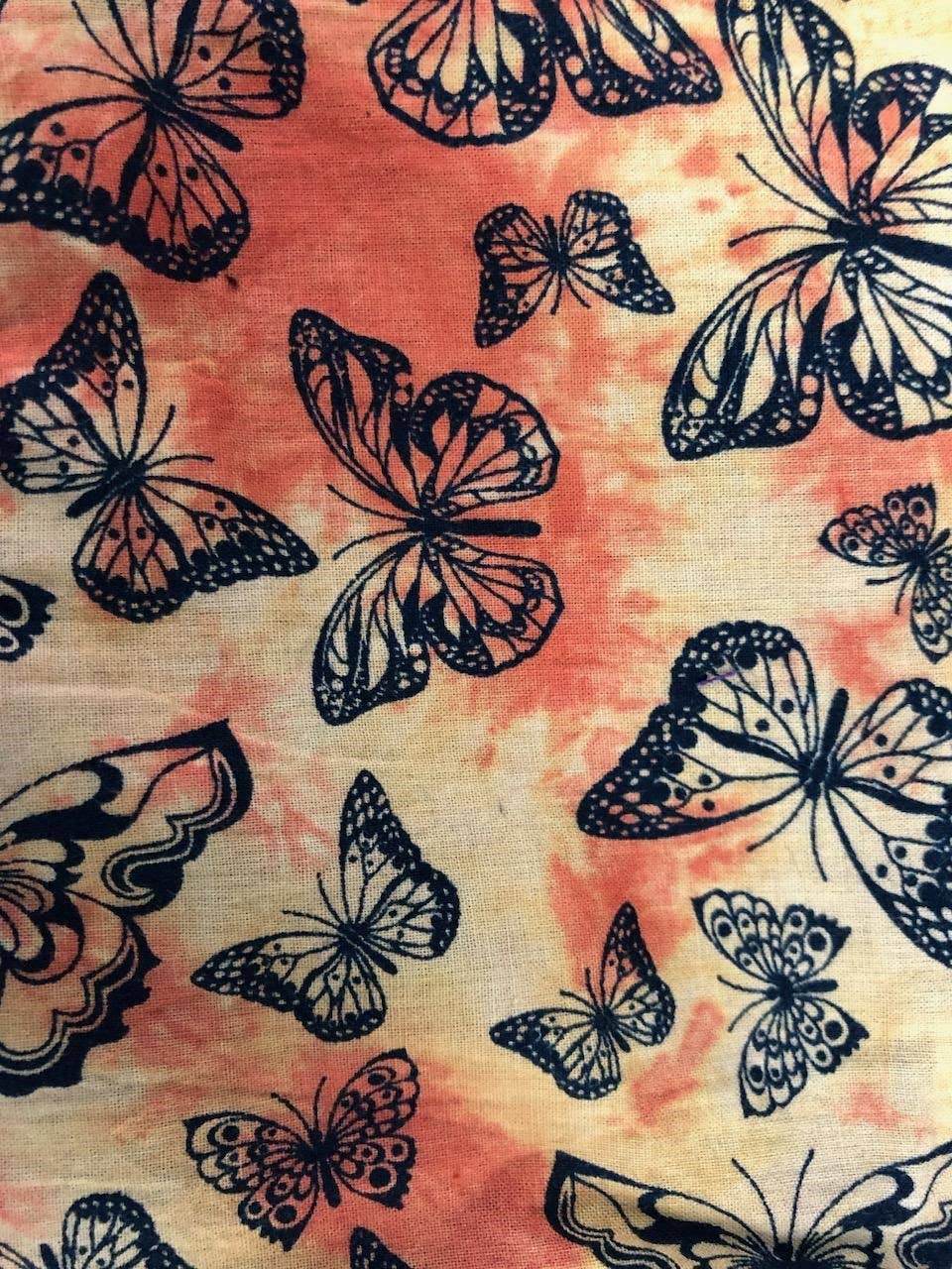 Tye Dye Cotton Butterfly Print 3 Tier Maxi Skirt