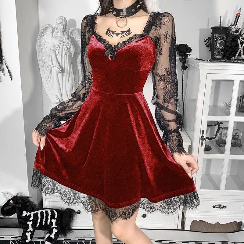 Dark Hip-Hop Lace Dress Elegant Fit