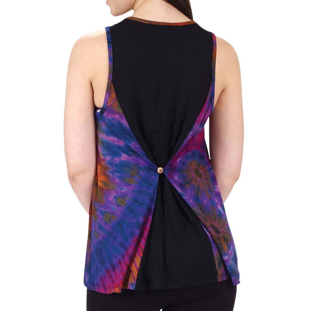 Tie Dye Button Back Tank Top