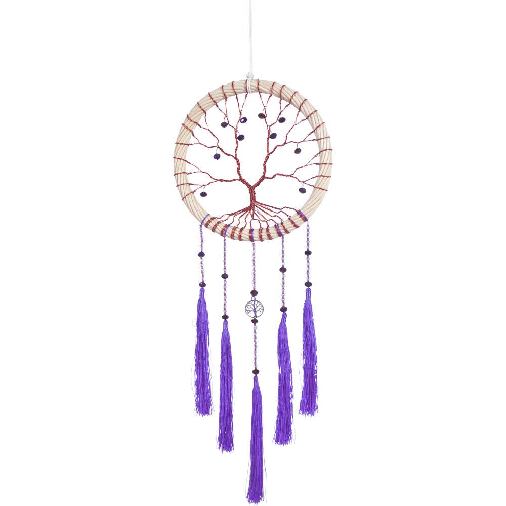 Dreamcatcher Wired Tree of Life w/ Purple Tassels (Each)