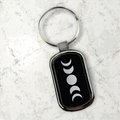 Moon Phase Witch Pagan Engraved Metal Keychain